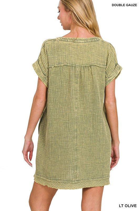 knee length dresses for ladies ZENANA BRUSHED TIE-BELT DRESS