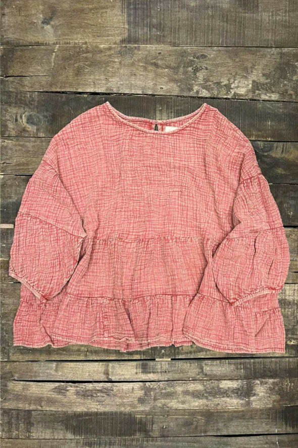 Jaded Gypsy On The Rise Top Womens Blouse in Vintage Scarlet