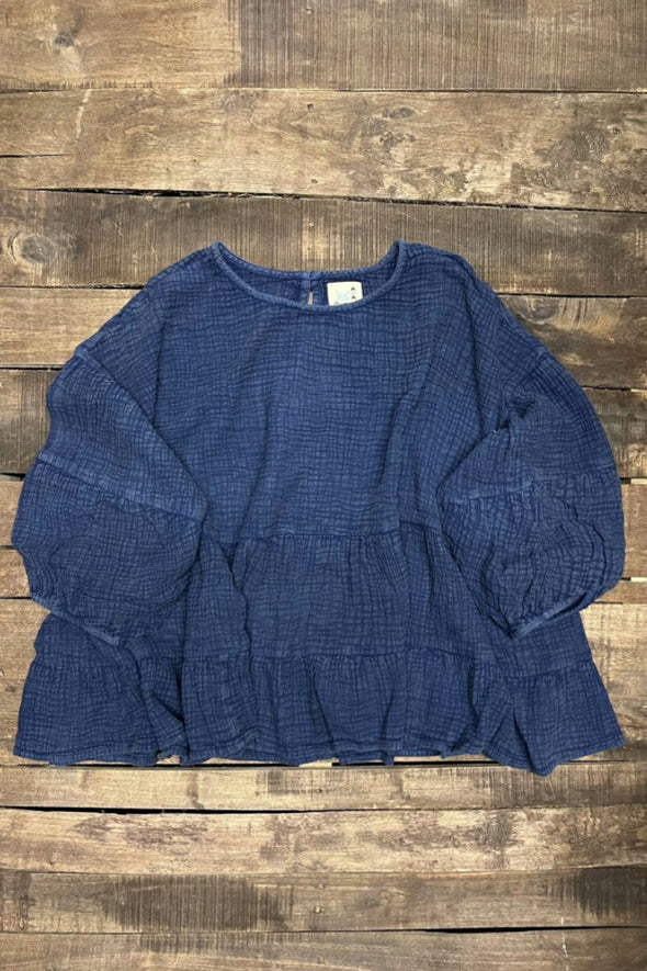 Jaded Gypsy On The Rise Top Womens Blouse in Vintage Navy