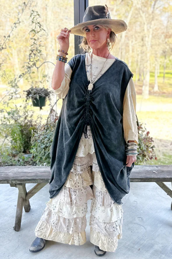Jaded Gypsy Dune Breeze Tunic Womens Top in Vintage Black