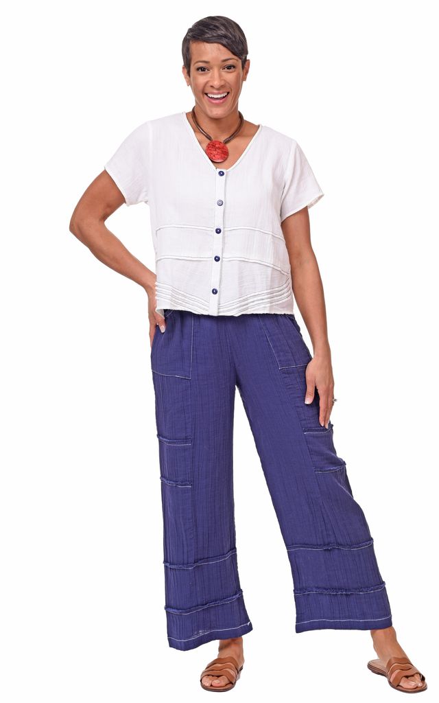 Anika Womens Cotton Pant in Navy