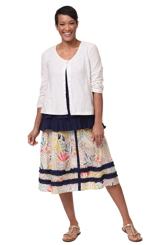 Luca Womens Cotton Slub Knit Cardigan in Ivory
