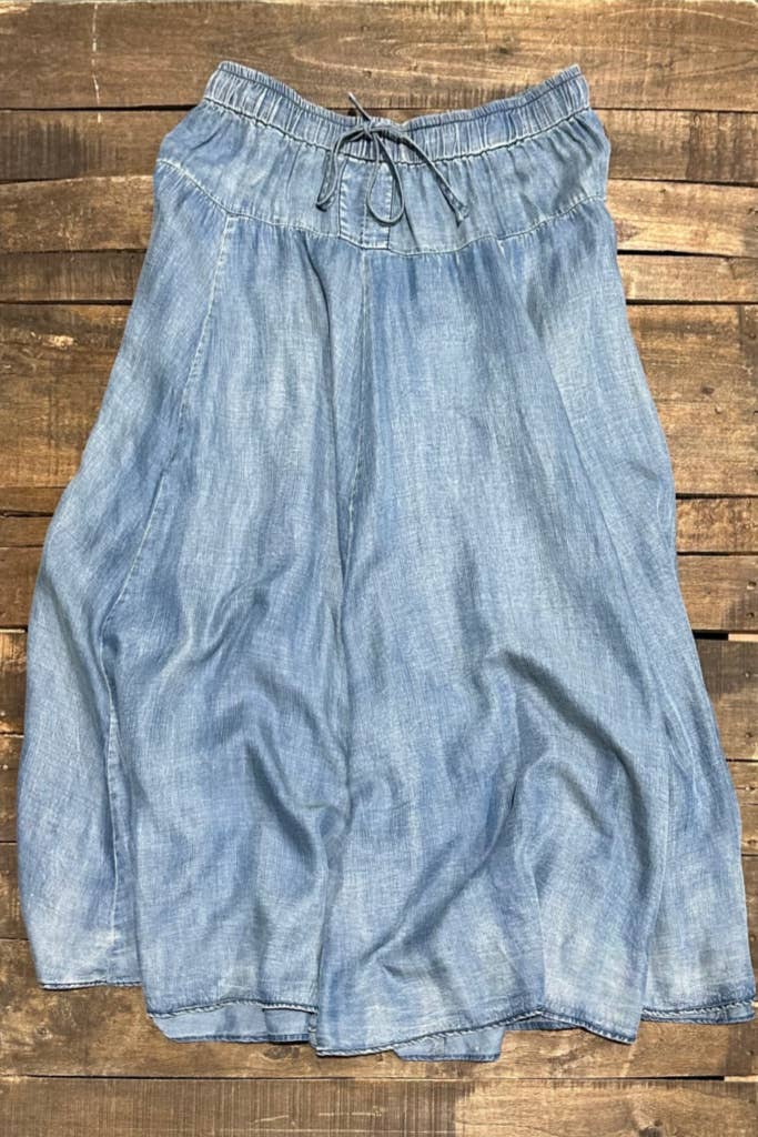 Jaded Gypsy Ruffled Up Womens Skirt in Chambray