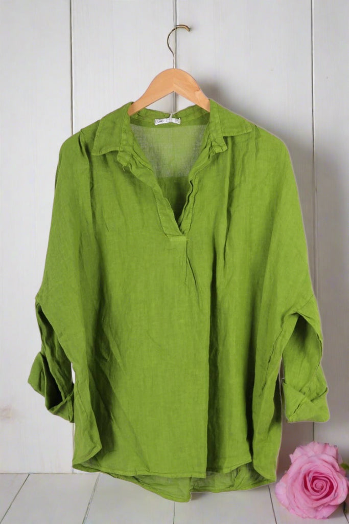Made in Italy Colette Everlee Womens Tunic 100% linen OSFM