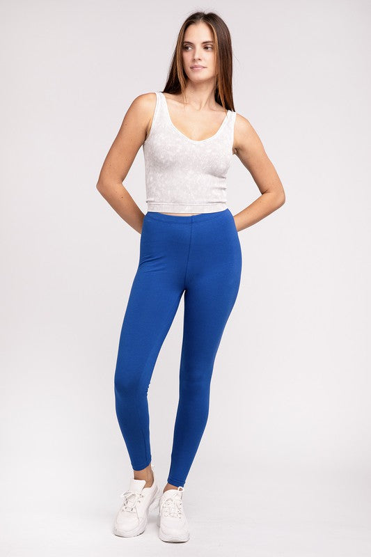 Zenana Premium Cotton Full-Length Leggings 6Colors S-XL