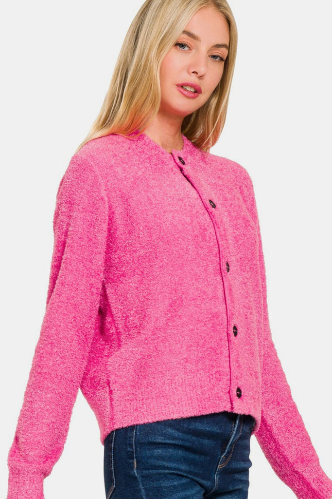 Zenana Button Down Long Sleeve Womens Sweater Cardigan