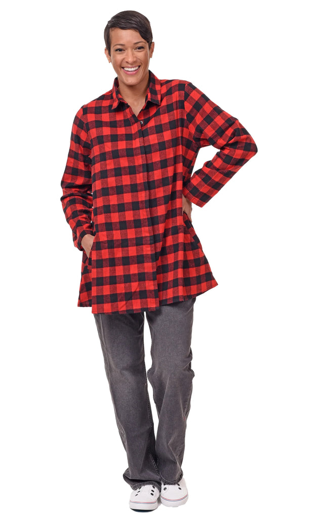 Logan Womens Flannel Tunic in Buffalo Flannel