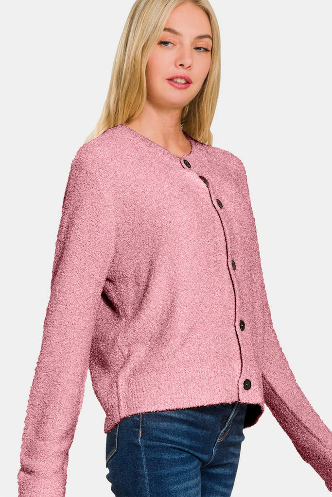 Zenana Button Down Long Sleeve Womens Sweater Cardigan