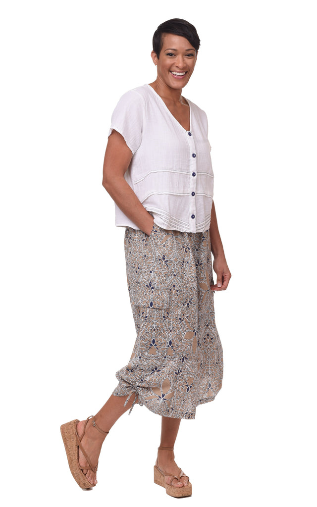 Elle Womens Cotton Gauze Top in White