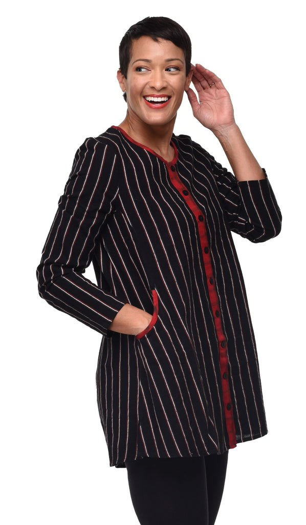 Pasha Womens Jacket in Black & Red