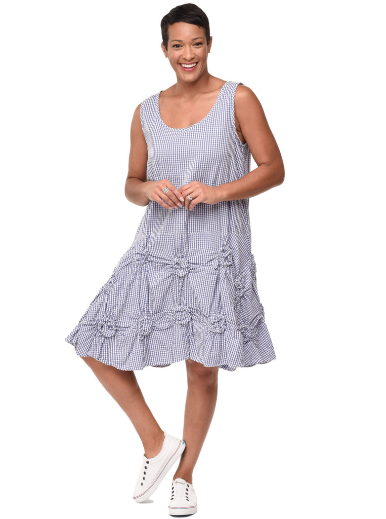 Matilda Women's Tunic Dress in Little Peri Check