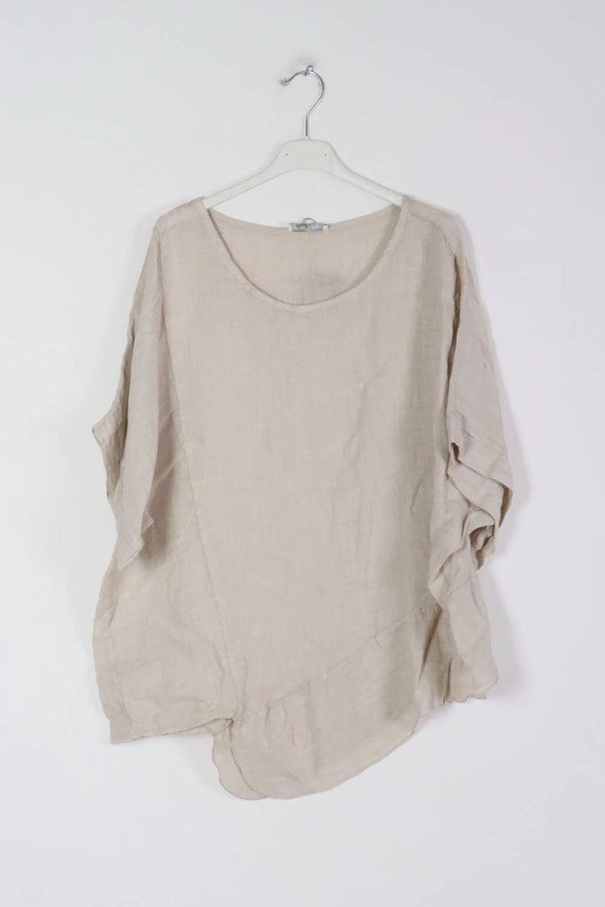 Made In Italy Lola Asymmetrical Oversized 100% Linen Tunic 2Colors OSFM