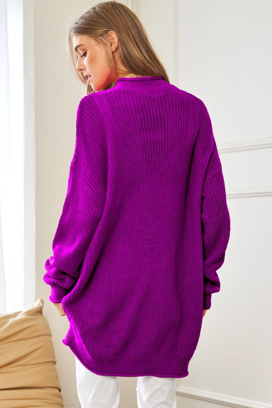 Davi & Dani Solid Mock Neck Knit Womens Sweater 3Colors S-L