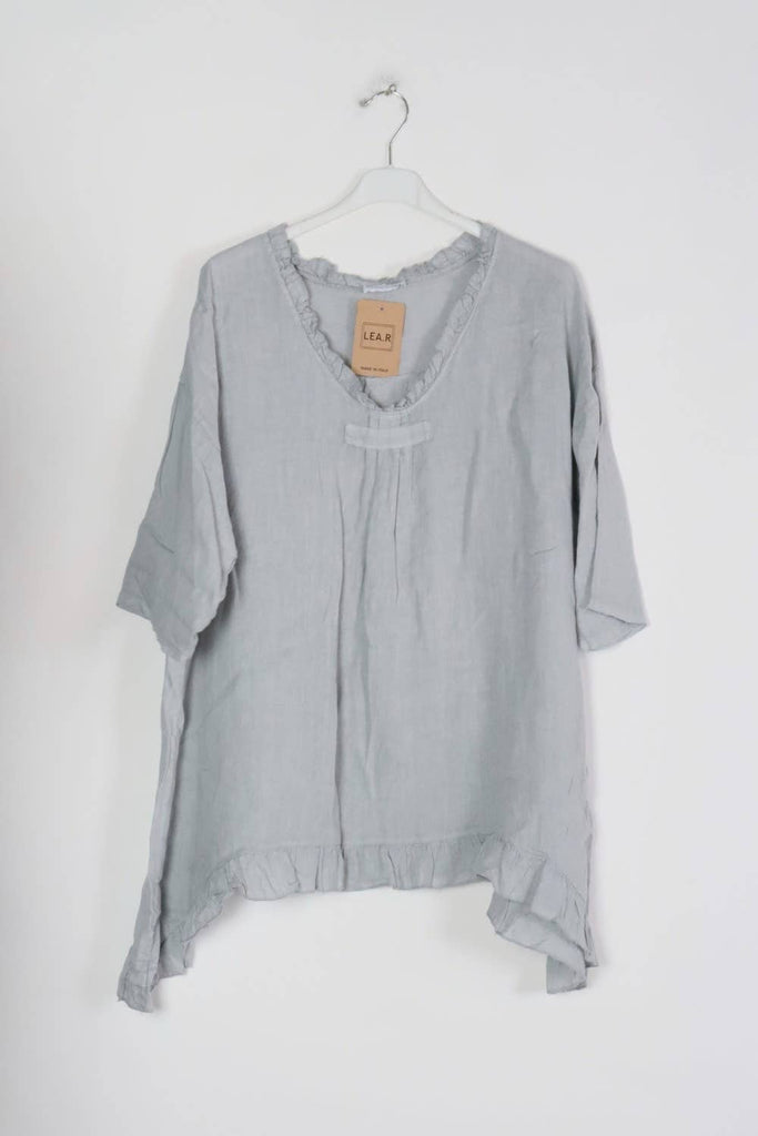 Made in Italy Juliet Ruffle Oversized 100% Linen Womens Tunic 4Colors OSFM