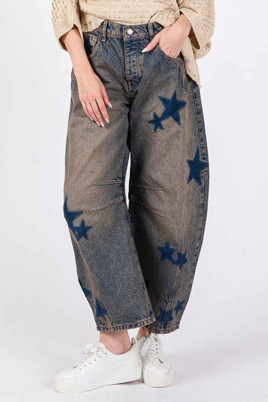 SAGE + FIG Star Wide Leg Womens Jeans with Pockets