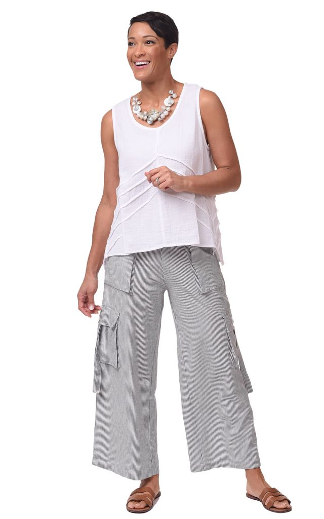 Lori Top Womens Cotton Gauze Tank in White