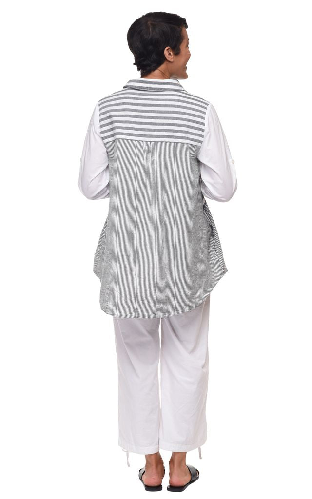 Cooper Womens  Cotton Top in Ticking Stripe
