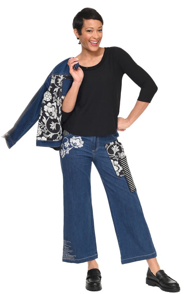 Tulip Clothing Clarissa Womens Denim Jacket with Harvest Floral