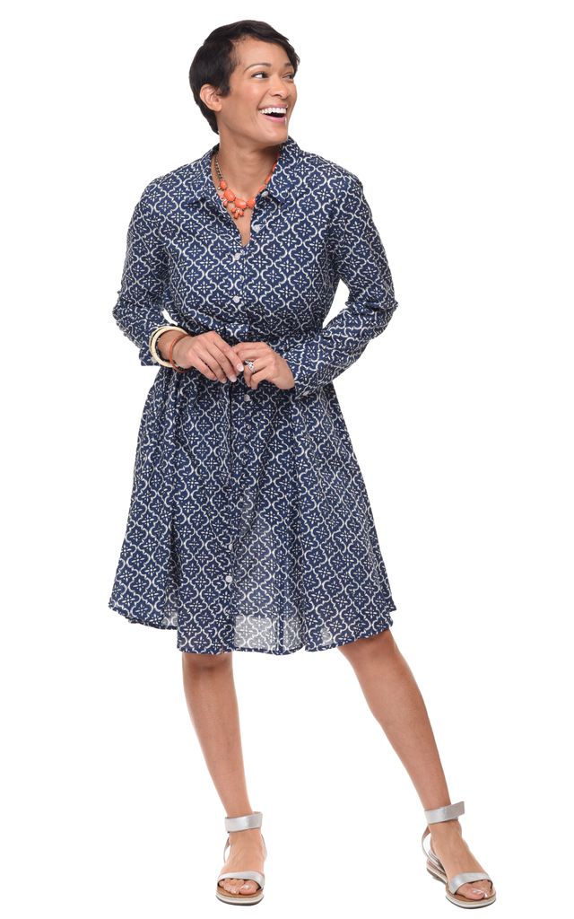Perrin Womens Lightweight Cotton Dress in Tile