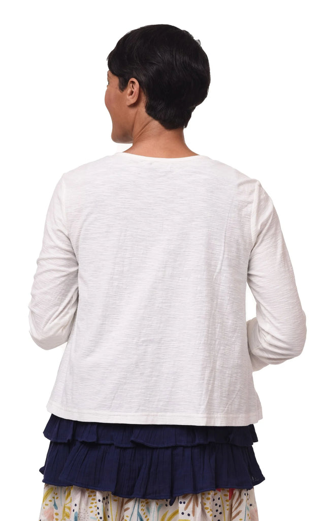 Luca Womens Cotton Slub Knit Cardigan in Ivory