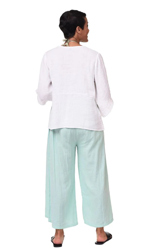 Palazzo Womens Cotton Gauze Pant in Aqua