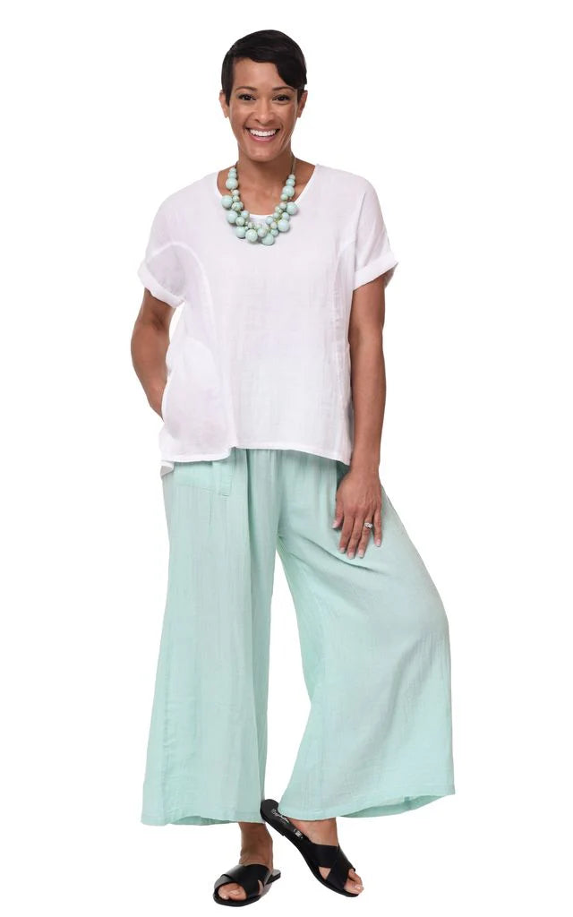 Palazzo Womens Cotton Gauze Pant in Aqua