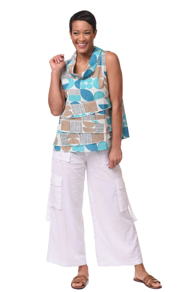 Leilani Womens Sleeveless Top in Geo Candy