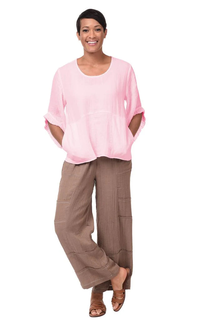 Chloe Womens Cotton Gauze Top in Peony