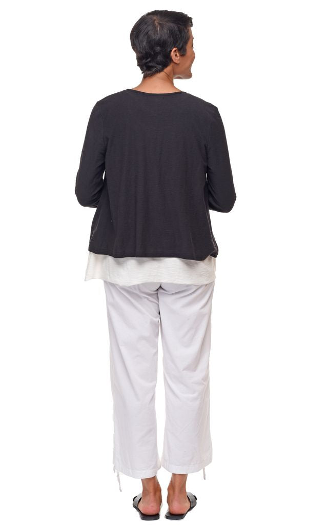 Luca Womens Cotton Slub Knit Cardigan in Black