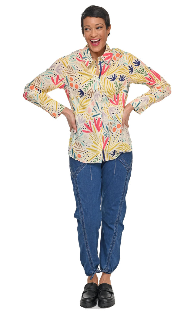 Gretchen Womens Button Down in Whimsy Tonal