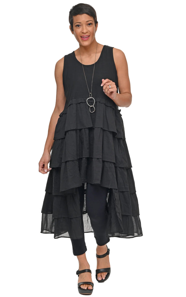 Rio Womens Cotton Slub Dress in Black