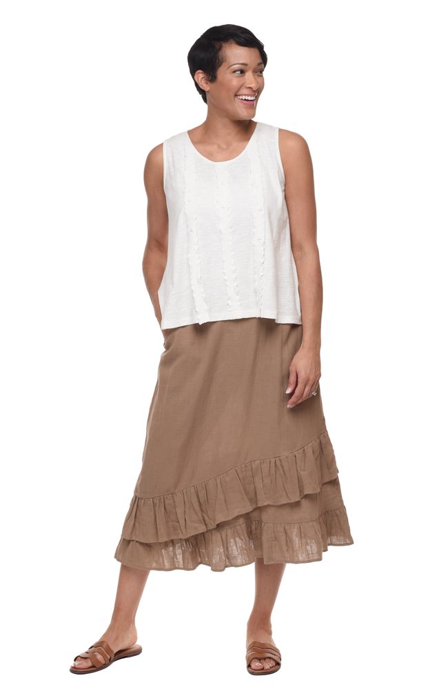 Sea Shell Womens Cotton Slub Knit Tank in Ivory