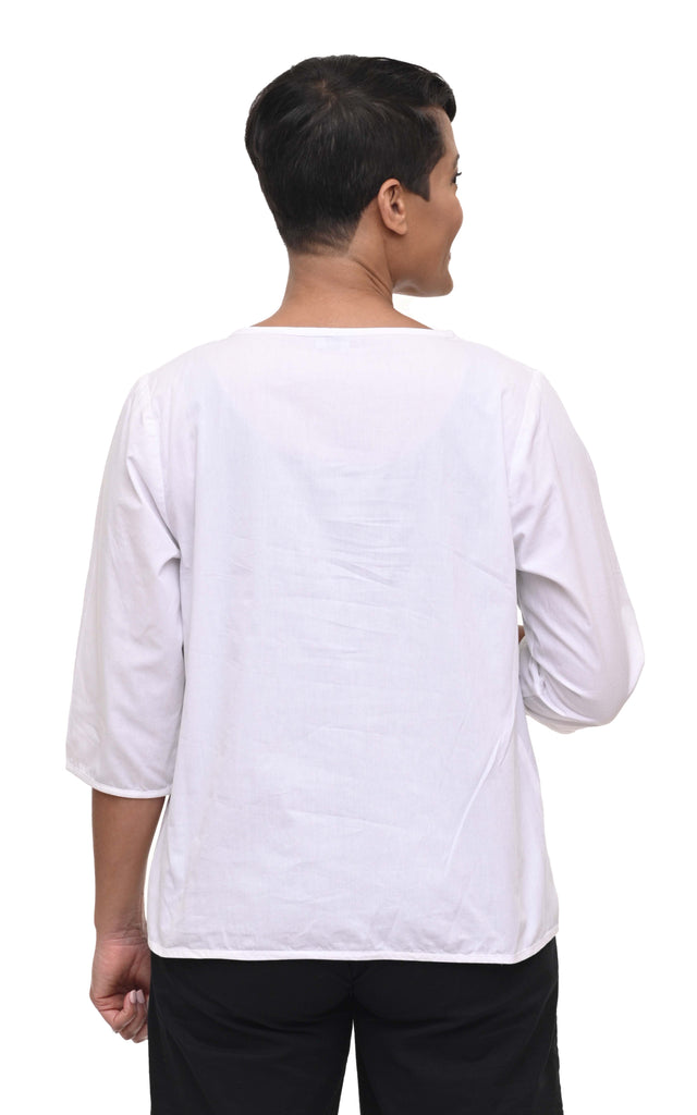 Glynn 3/4 Sleeve Pullover Top in White