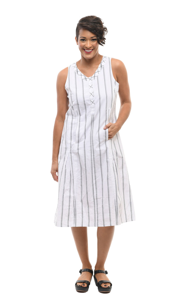 Victoria Dress in Goldman Stripe