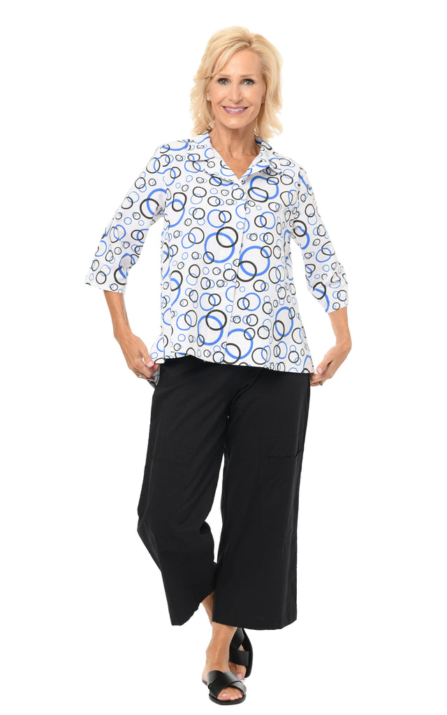 Grayson Womens 3/4 Sleeve Top in Blue Unity