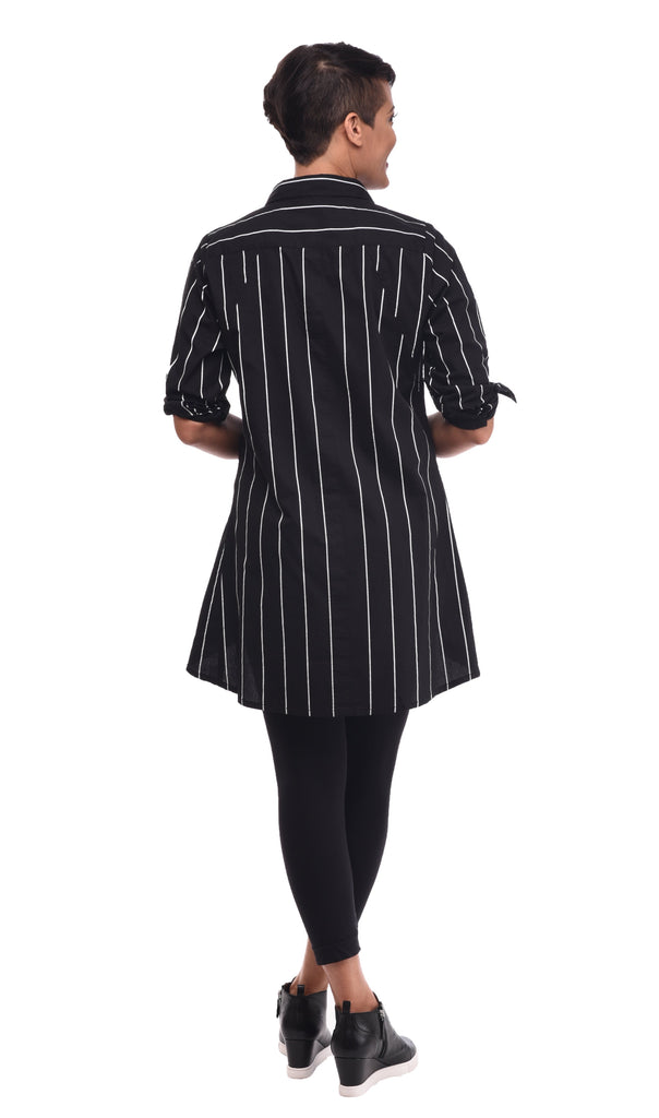 Dinah Womens Tunic in Black Metro Stripe