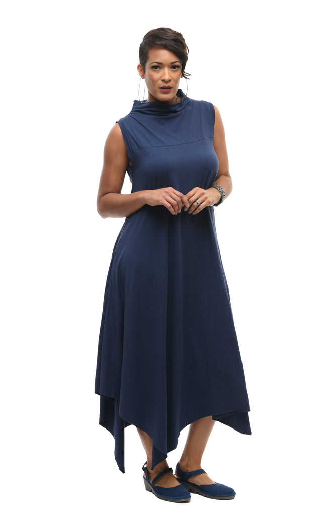 Delphina Womens Dress in Solid Navy