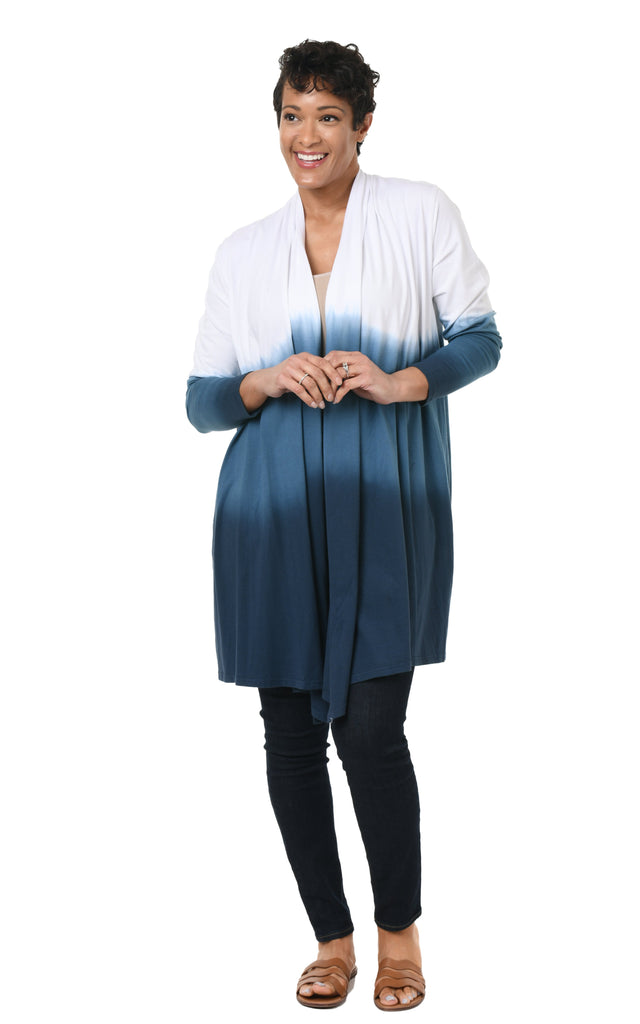 Bessie Cardigan in Real Teal Ombre