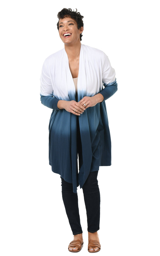 Bessie Womens Cardigan in Real Teal Ombre