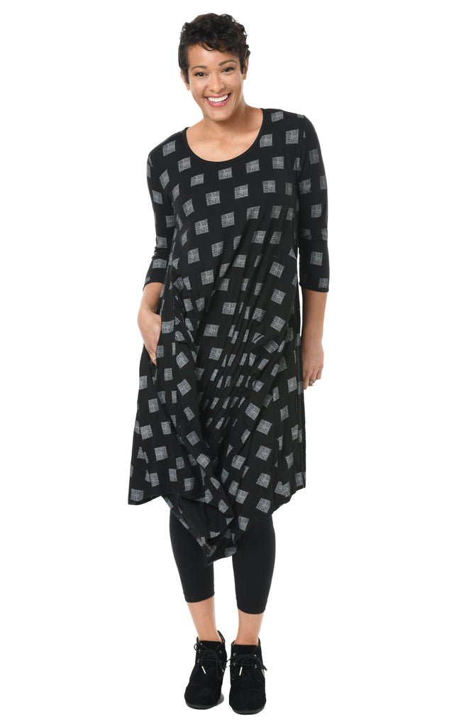 Lexi Womens Dress in Black Gray Mini Chex