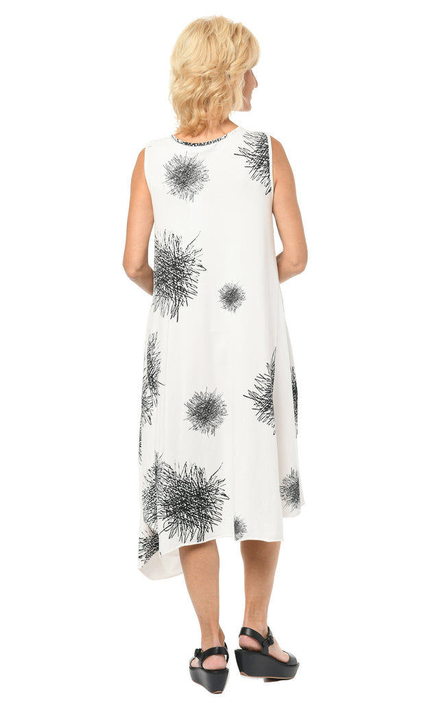 Angelina Dress in Ivory Scribble