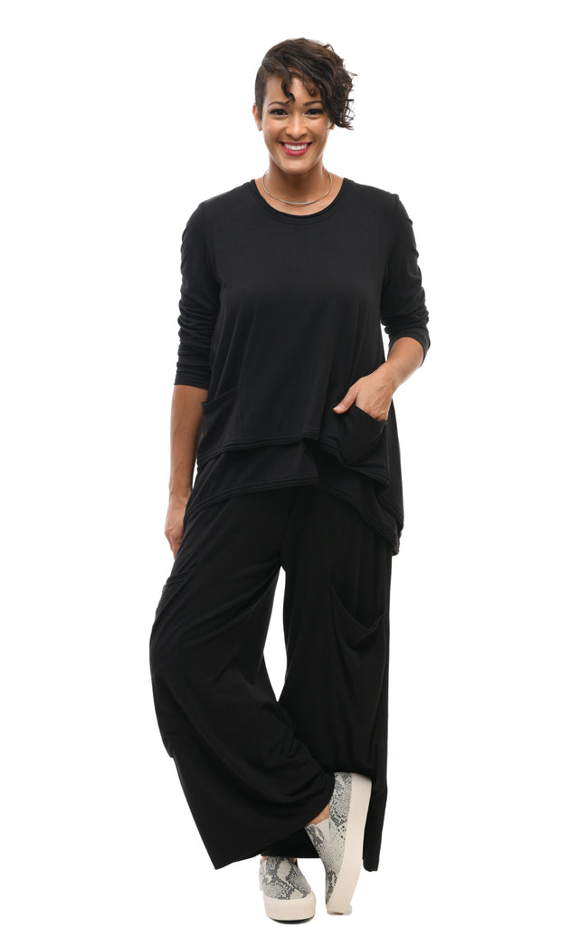 Portia Womens Pant in Solid Black