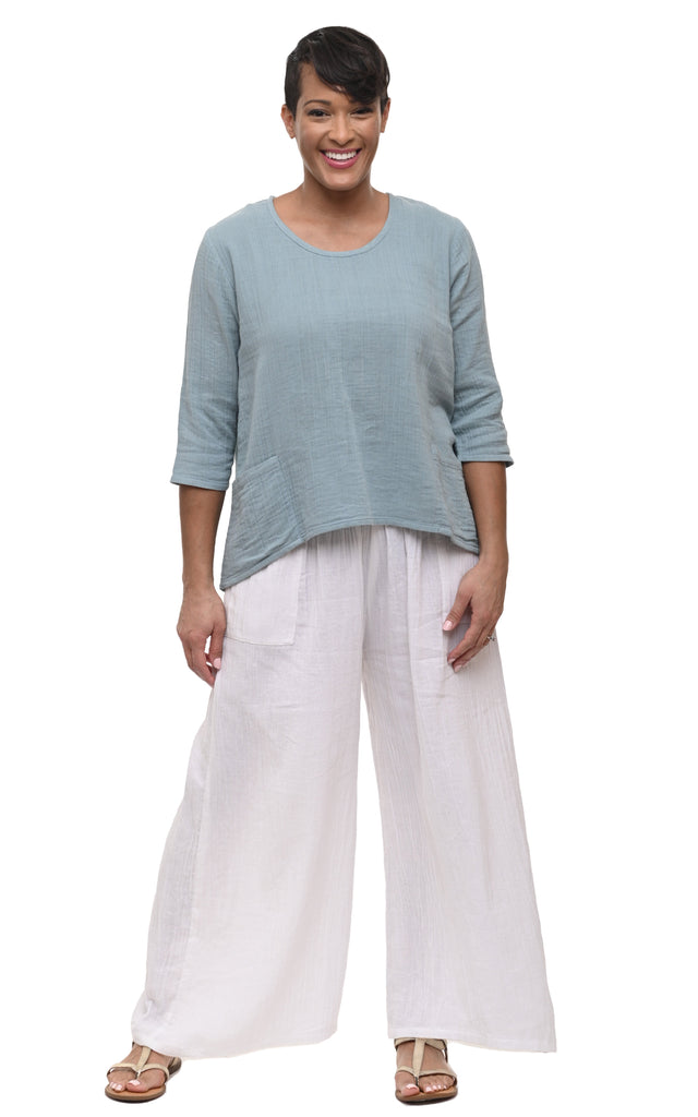 Palazzo Pant Cotton Gauze in White