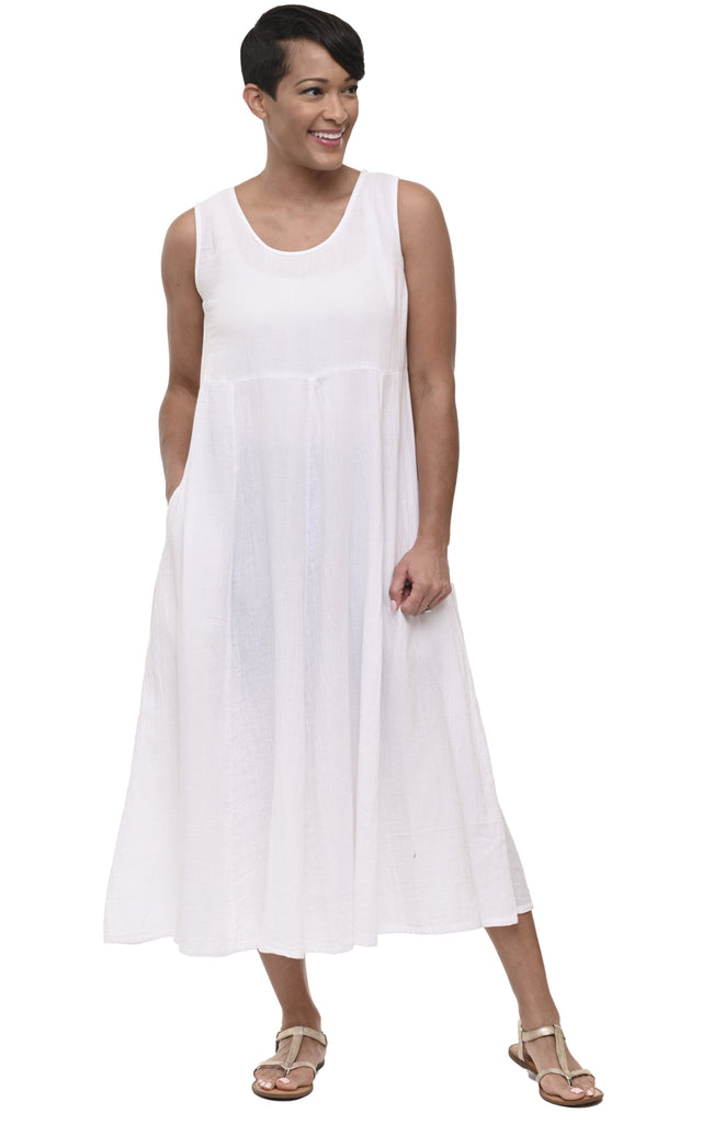 Amira Womens Dress Cotton Gauze in White